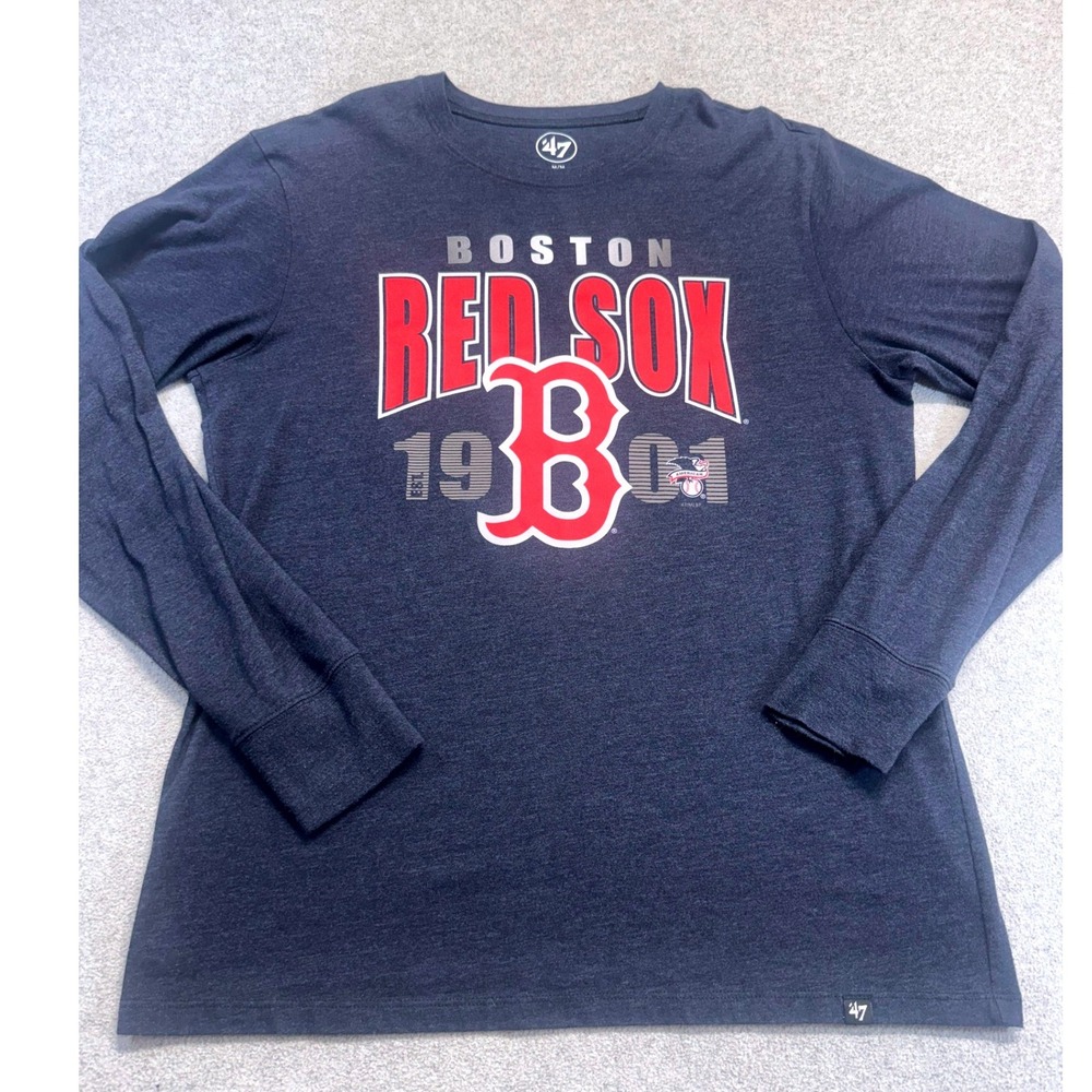 '47 Brand Boston Red Sox T Shirt Mens Medium Navy Long Sleeve 1901 Graphic Tee